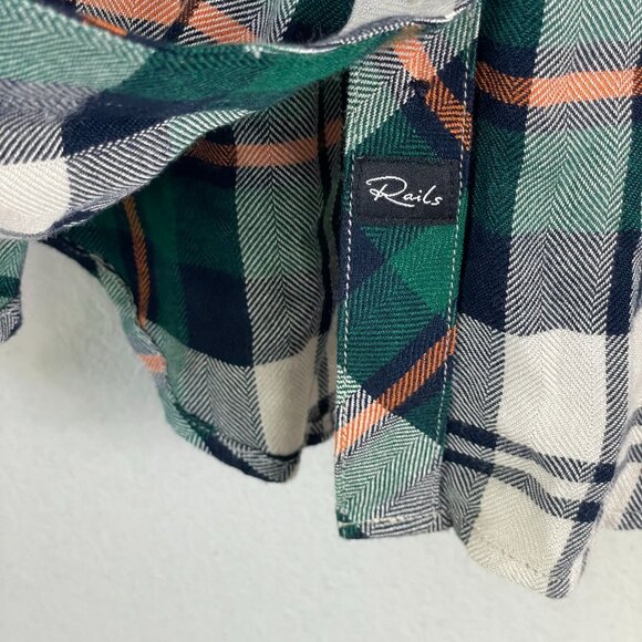 Rails Womens Medium Hunter Forest Navy Stone Plaid Button Up Shirt Long Sleeve - Picture 10 of 12